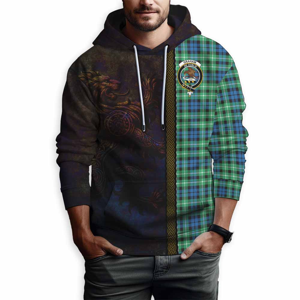 Tartan Vibes Clothing Graham Tartan Family Crest Hoodie Alba Gu Brath Be Brave Lion Ancient Style