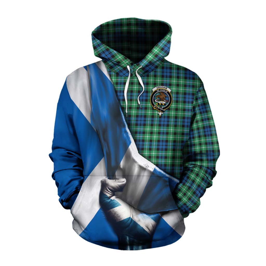 Tartan Vibes Clothing Graham Tartan Cotton Hoodie with Family Crest Scotland Patriotic Style