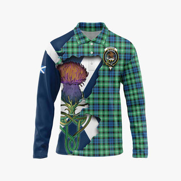 Tartan Vibes Clothing Graham Tartan Family Crest Long Sleeve Polo Shirt Scottish Thistle Celtic Inspired