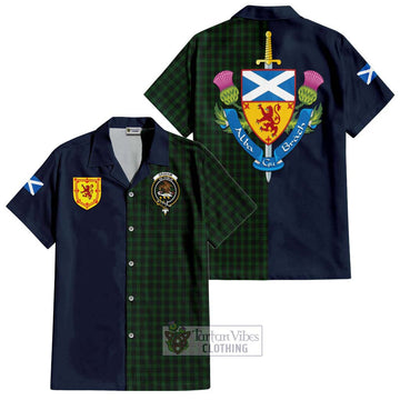 Tartan Vibes Clothing Graham Tartan Short Sleeve Button Shirt with Scottish Lion Royal Arm Half Style