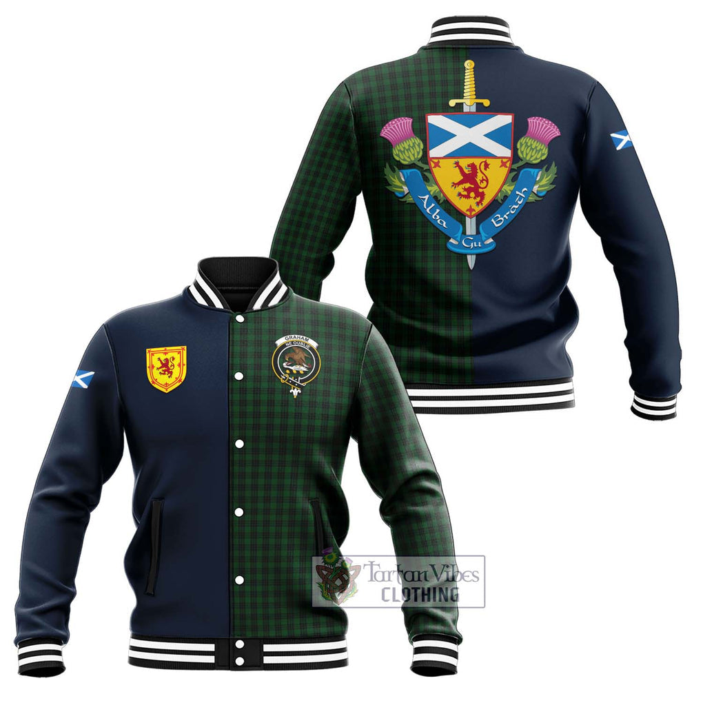 Tartan Vibes Clothing Graham Tartan Baseball Jacket with Scottish Lion Royal Arm Half Style