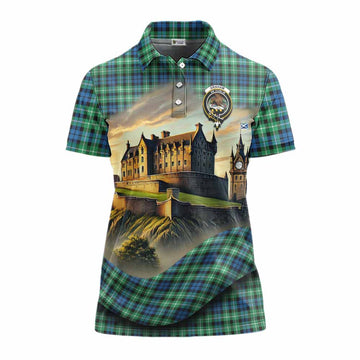 Graham Tartan Family Crest Women's Polo Shirt with Scottish Ancient Castle Style