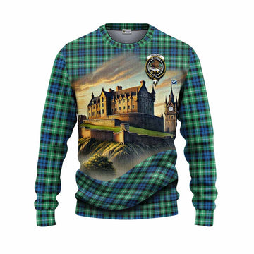 Graham Tartan Family Crest Knitted Sweater with Scottish Ancient Castle Style