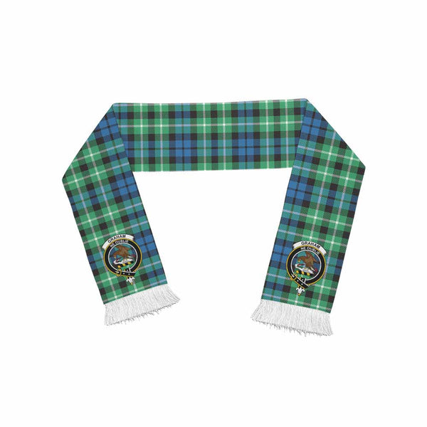Graham Tartan Ruffneck Scarf with Family Crest One Size 67.7*6.7 inches - Tartan Vibes Clothing