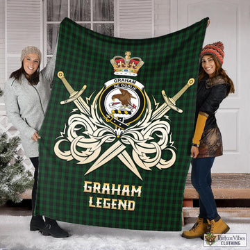 Graham Tartan Blanket with Clan Crest and the Golden Sword of Courageous Legacy