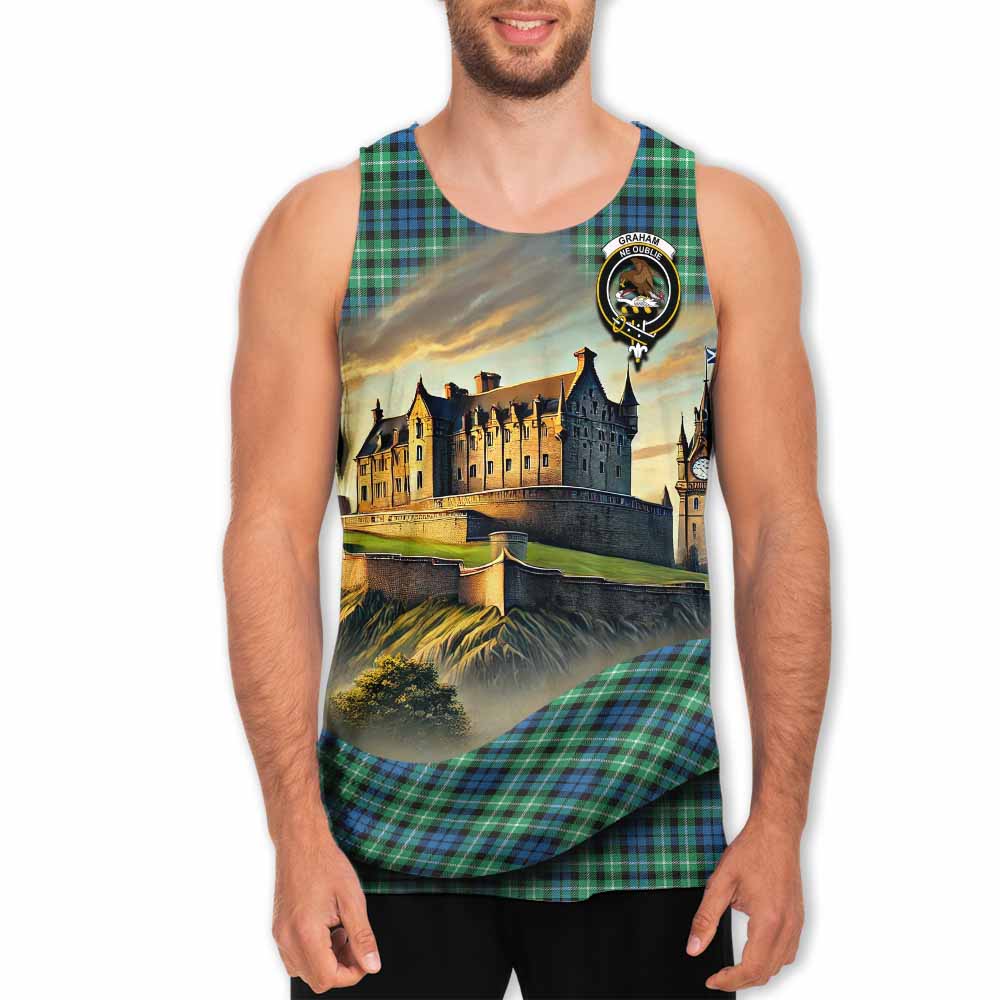 Tartan Vibes Clothing Graham Tartan Family Crest Men's Tank Top with Scottish Ancient Castle Style