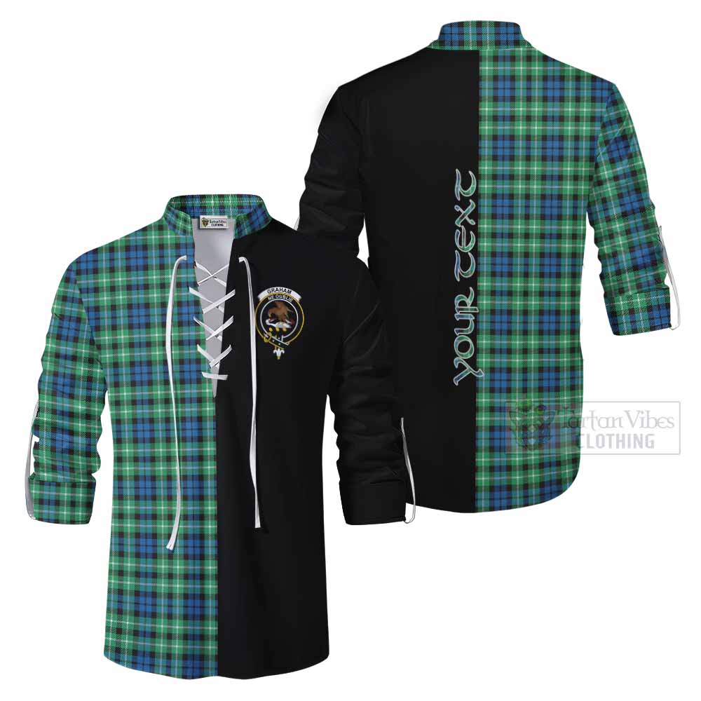 Tartan Vibes Clothing Graham Tartan Ghillie Kilt Shirt with Family Crest and Half Of Me Style