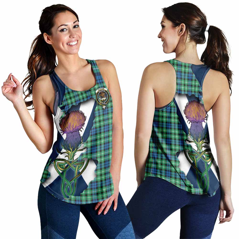 Tartan Vibes Clothing Graham Tartan Family Crest Women's Racerback Tanks Scottish Thistle Celtic Inspired