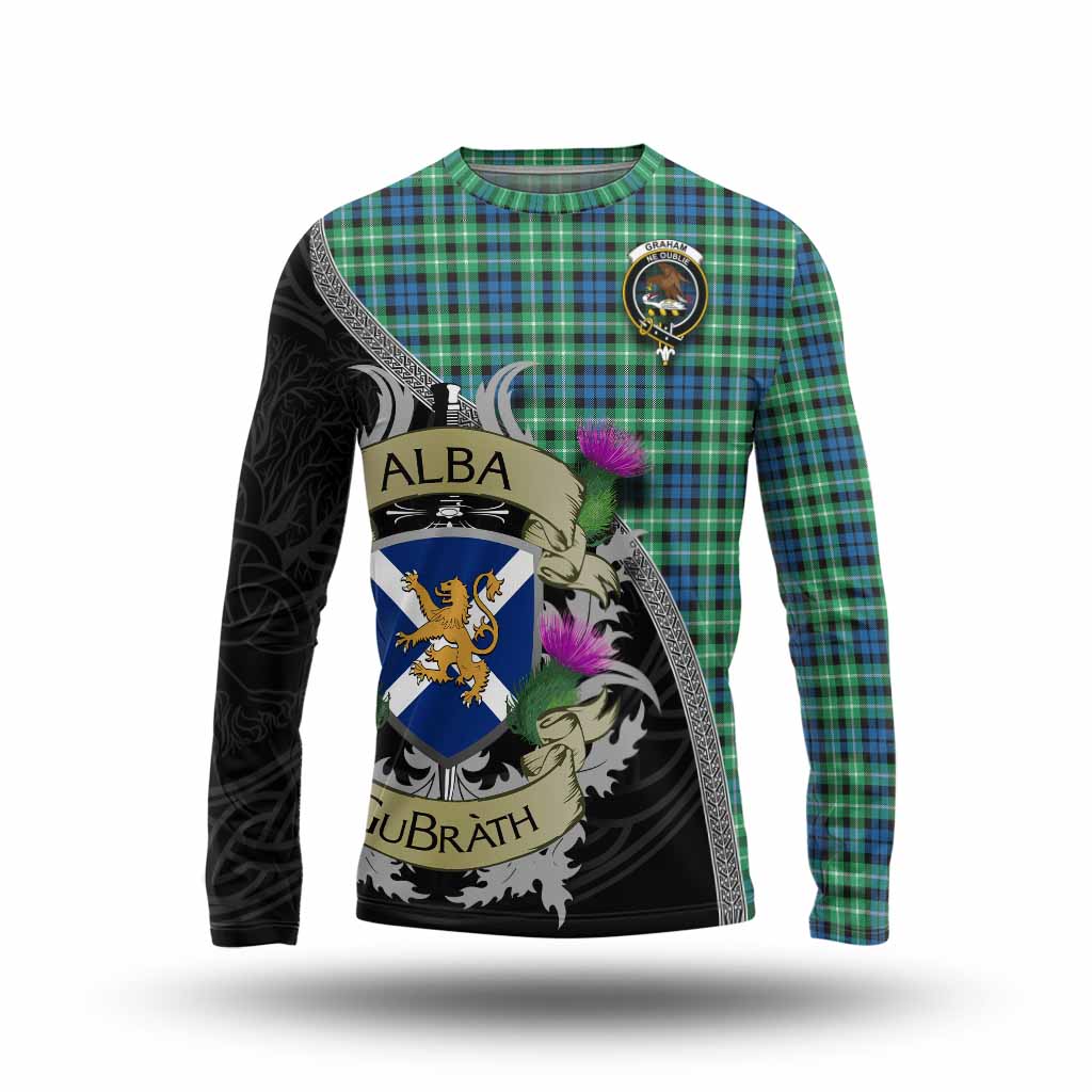 Tartan Vibes Clothing Graham Tartan Family Crest Long Sleeve T-Shirt Lion Rampant Royal Thistle Shield Celtic Inspired
