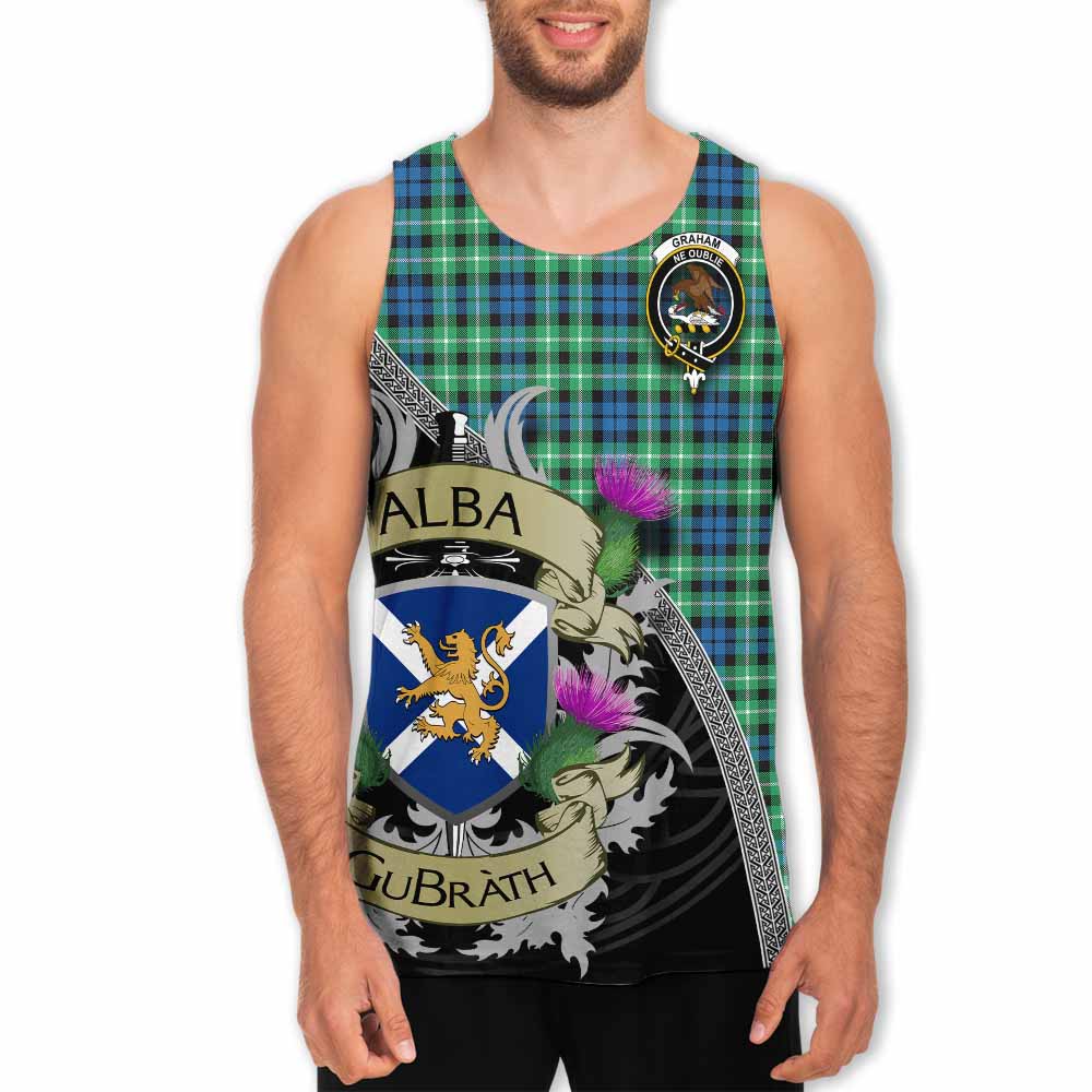 Tartan Vibes Clothing Graham Tartan Family Crest Men's Tank Top Lion Rampant Royal Thistle Shield Celtic Inspired