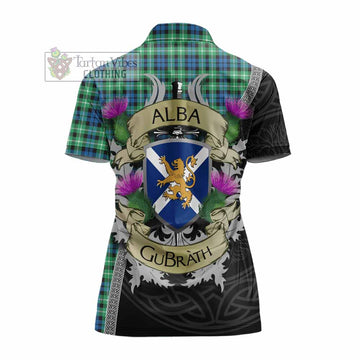 Graham Tartan Family Crest Women's Polo Shirt Lion Rampant Royal Thistle Shield Celtic Inspired