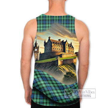 Graham Tartan Family Crest Men's Tank Top with Scottish Ancient Castle Style