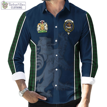Graham Tartan Long Sleeve Button Up Shirt with Family Crest and Lion Rampant Vibes Sport Style