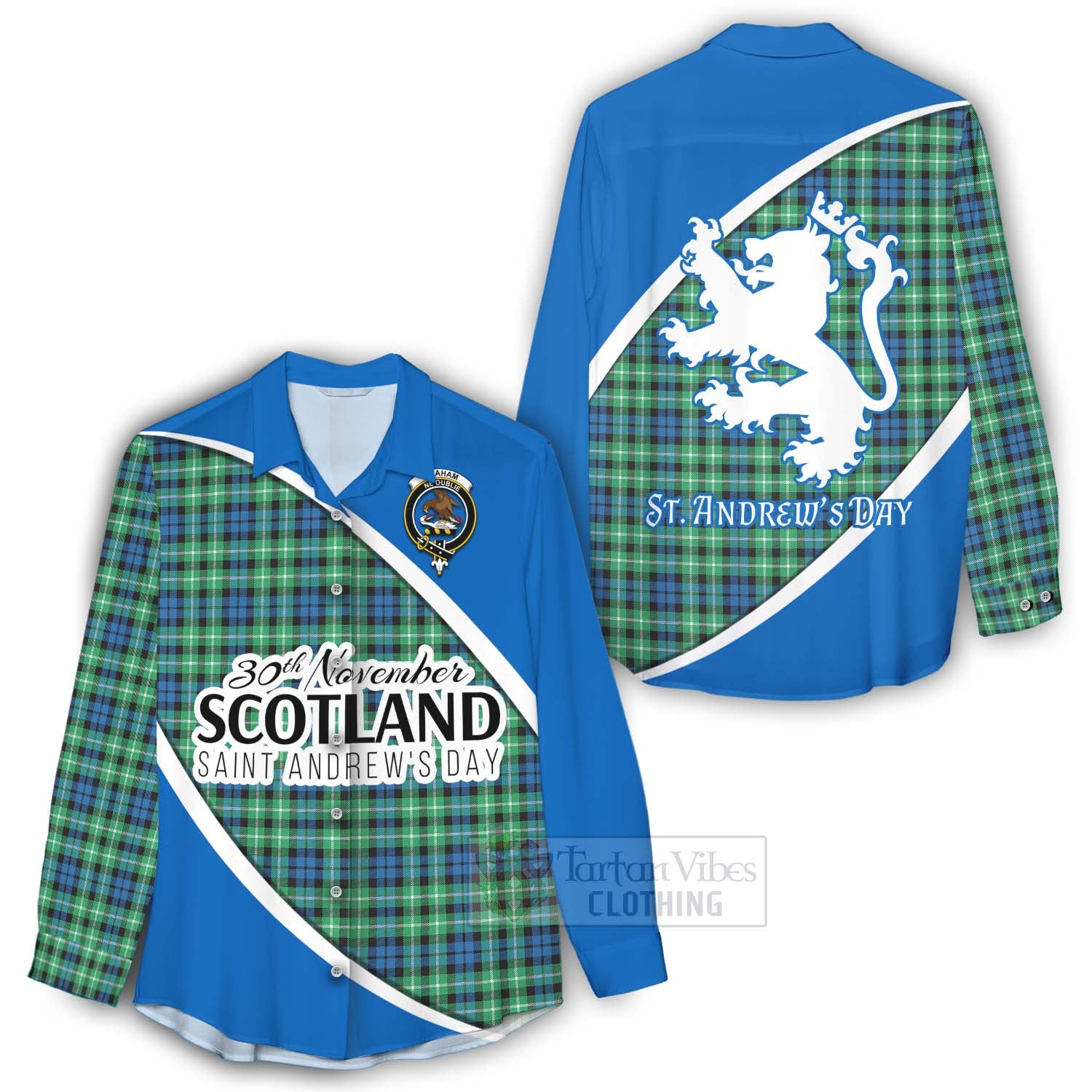 Tartan Vibes Clothing Graham Family Crest Tartan Women's Casual Shirt Celebrate Saint Andrew's Day in Style