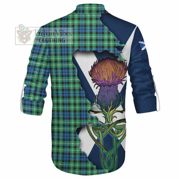 Tartan Vibes Clothing Graham Tartan Family Crest Ghillie Kilt Shirt Scottish Thistle Celtic Inspired