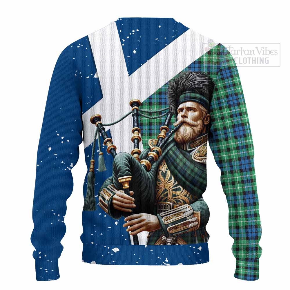 Tartan Vibes Clothing Graham Tartan Knitted Sweater with Family Crest Scottish Bagpiper Vibes
