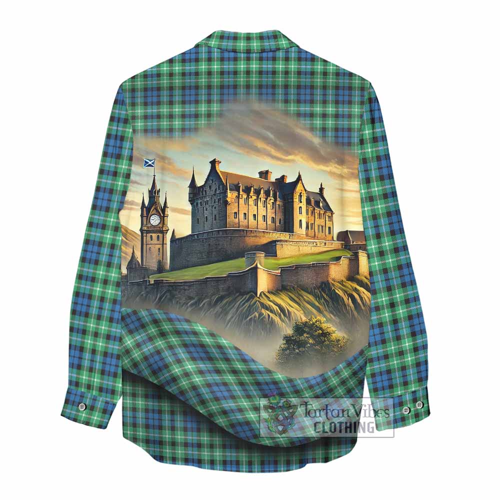 Tartan Vibes Clothing Graham Tartan Family Crest Women's Casual Shirt with Scottish Ancient Castle Style