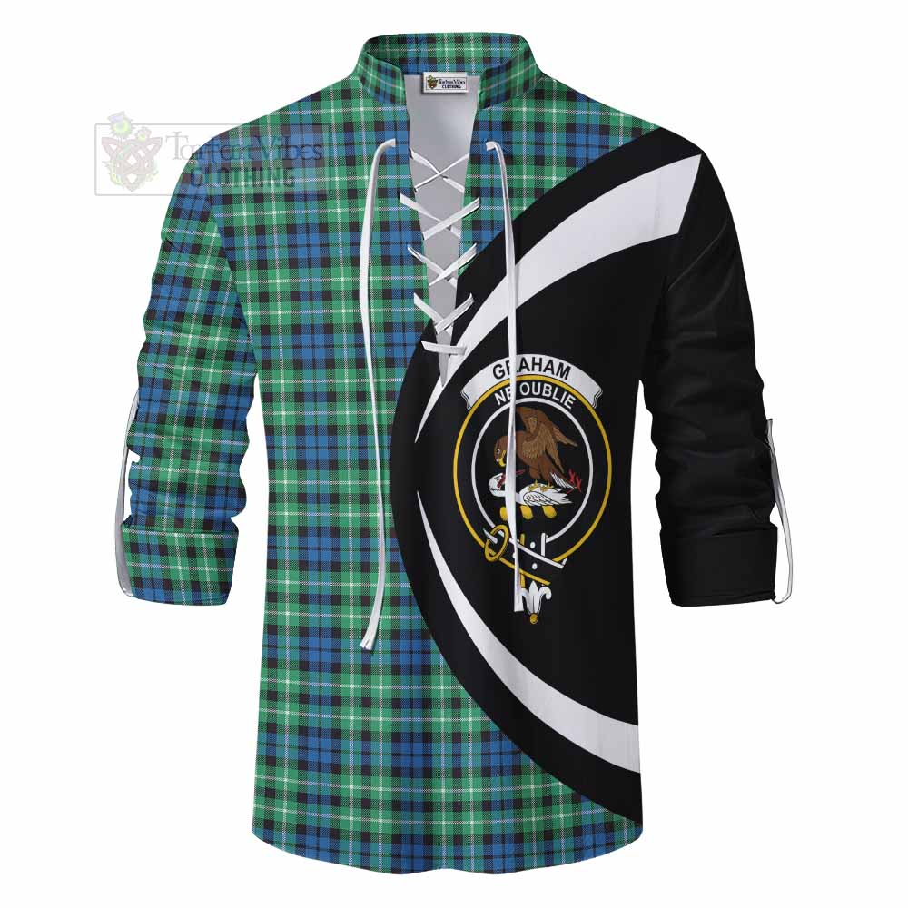Tartan Vibes Clothing Graham Tartan Ghillie Kilt Shirt with Family Crest Circle Style