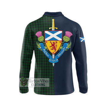 Tartan Vibes Clothing Graham Tartan Long Sleeve Polo Shirt with Scottish Lion Royal Arm Half Style