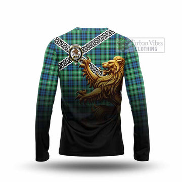 Tartan Vibes Clothing Graham Crest Tartan Long Sleeve T-Shirt with Golden Lion Emblem Celtic Style