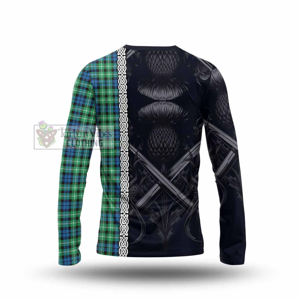 Tartan Vibes Clothing Graham Tartan Long Sleeve T-Shirt with Family Crest Cross Sword Thistle Celtic Vibes