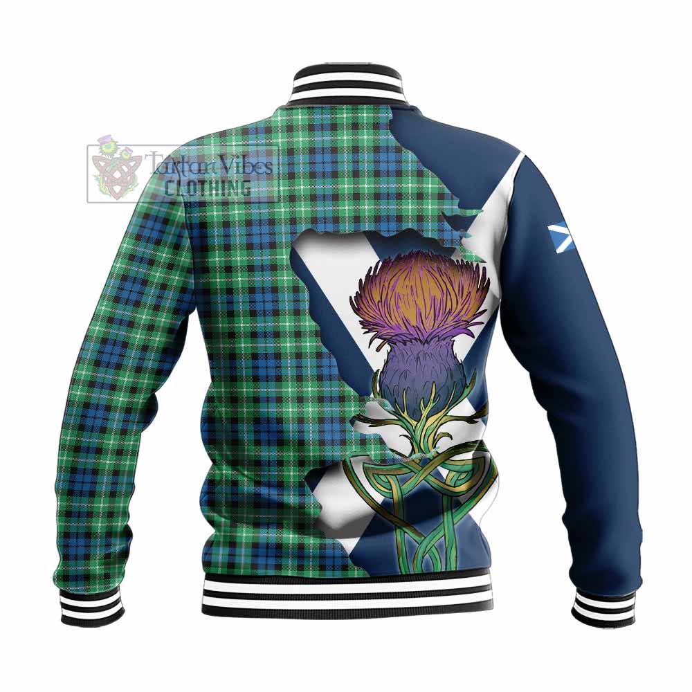 Tartan Vibes Clothing Graham Tartan Family Crest Baseball Jacket Scottish Thistle Celtic Inspired