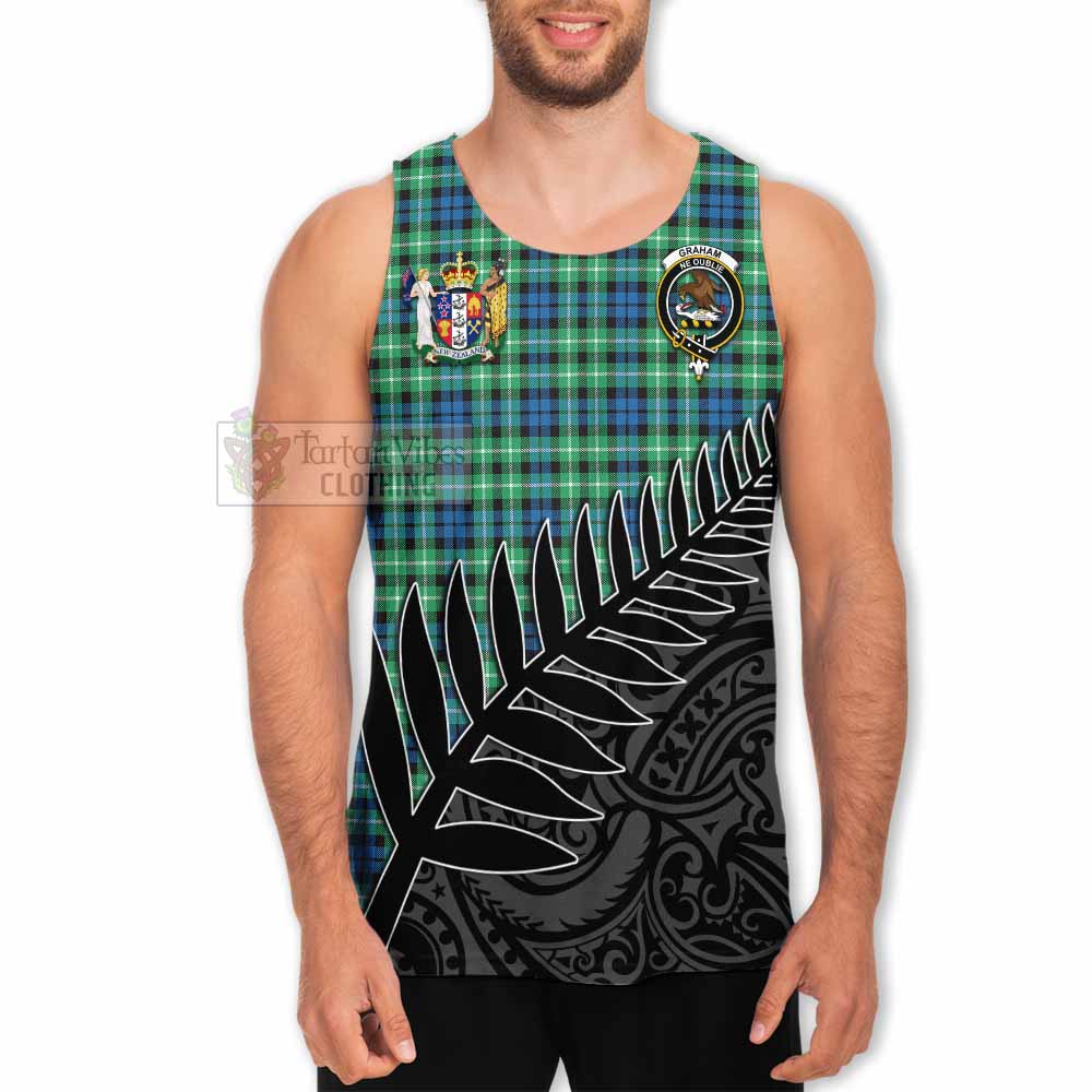 Tartan Vibes Clothing Graham Crest Tartan Men's Tank Top with New Zealand Silver Fern Half Style