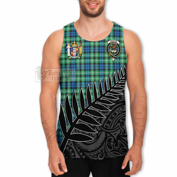 Tartan Vibes Clothing Graham Crest Tartan Men's Tank Top with New Zealand Silver Fern Half Style