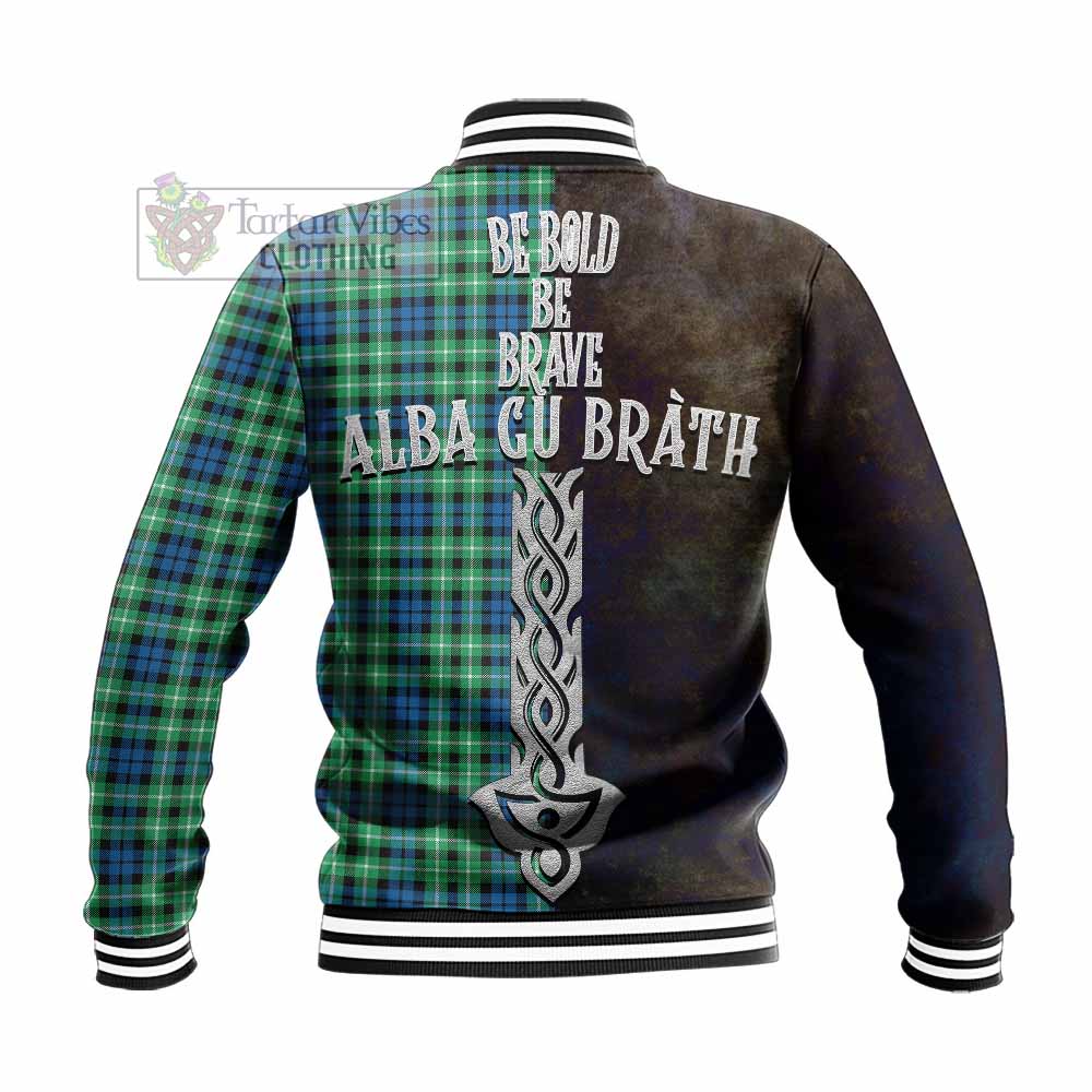 Tartan Vibes Clothing Graham Tartan Family Crest Baseball Jacket Alba Gu Brath Be Brave Lion Ancient Style