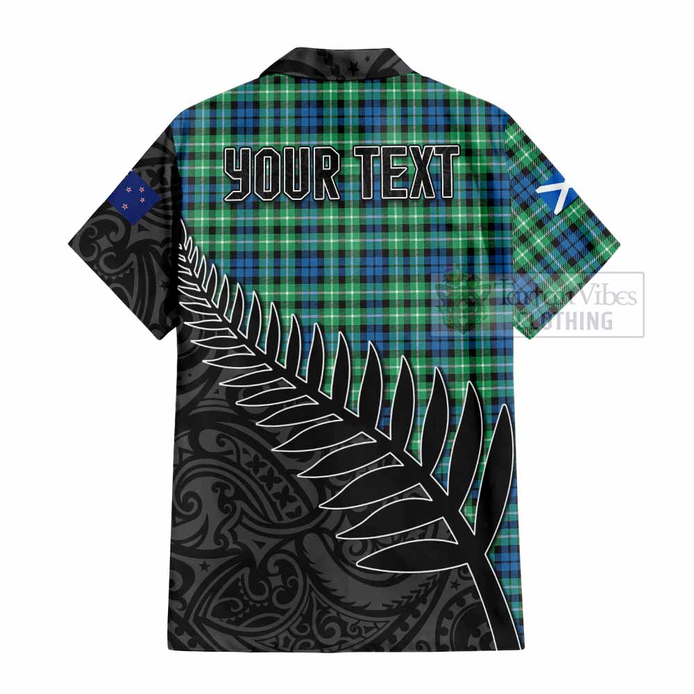 Tartan Vibes Clothing Graham Crest Tartan Short Sleeve Button Shirt with New Zealand Silver Fern Half Style