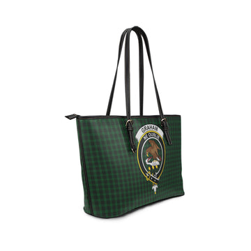 Graham Tartan Leather Tote Bag with Family Crest