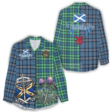 Tartan Vibes Clothing Graham Tartan Women's Casual Shirt Happy St. Andrew's Day Half Tartan Style