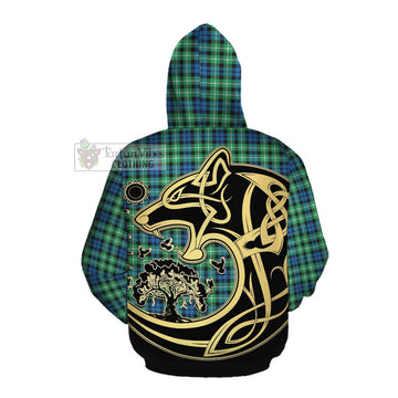 Tartan Vibes Clothing Graham Tartan Cotton Hoodie with Family Crest Celtic Wolf Style