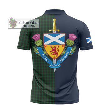 Tartan Vibes Clothing Graham Tartan Zipper Polo Shirt with Scottish Lion Royal Arm Half Style