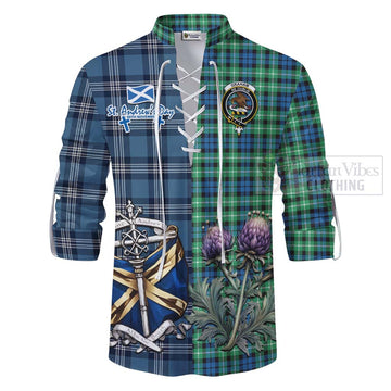Tartan Vibes Clothing Graham Tartan Ghillie Kilt Shirt Happy St. Andrew's Day Half Tartan Style