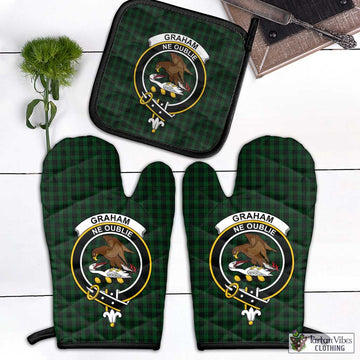 Graham Tartan Combo Oven Mitt & Pot-Holder with Family Crest Combo 1 Oven Mitt & 1 Pot-Holder Black - Tartan Vibes Clothing