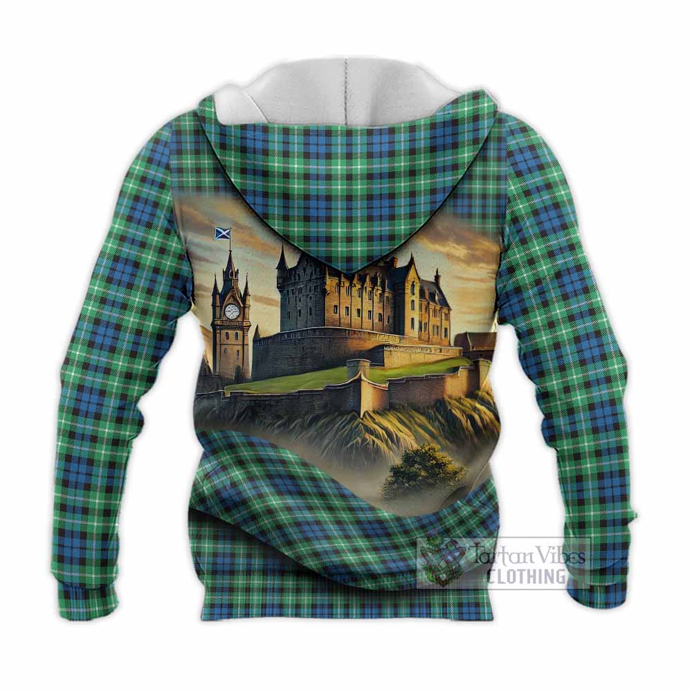 Tartan Vibes Clothing Graham Tartan Family Crest Knitted Hoodie with Scottish Ancient Castle Style