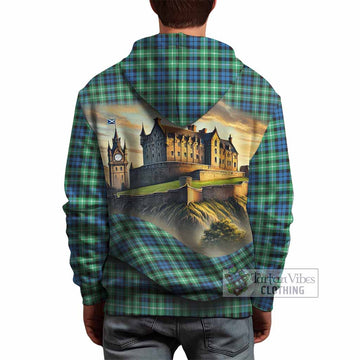 Graham Tartan Family Crest Hoodie with Scottish Ancient Castle Style