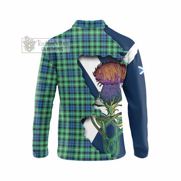 Tartan Vibes Clothing Graham Tartan Family Crest Long Sleeve Polo Shirt Scottish Thistle Celtic Inspired