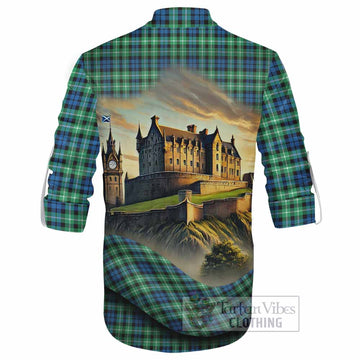 Tartan Vibes Clothing Graham Tartan Family Crest Ghillie Kilt Shirt with Scottish Ancient Castle Style