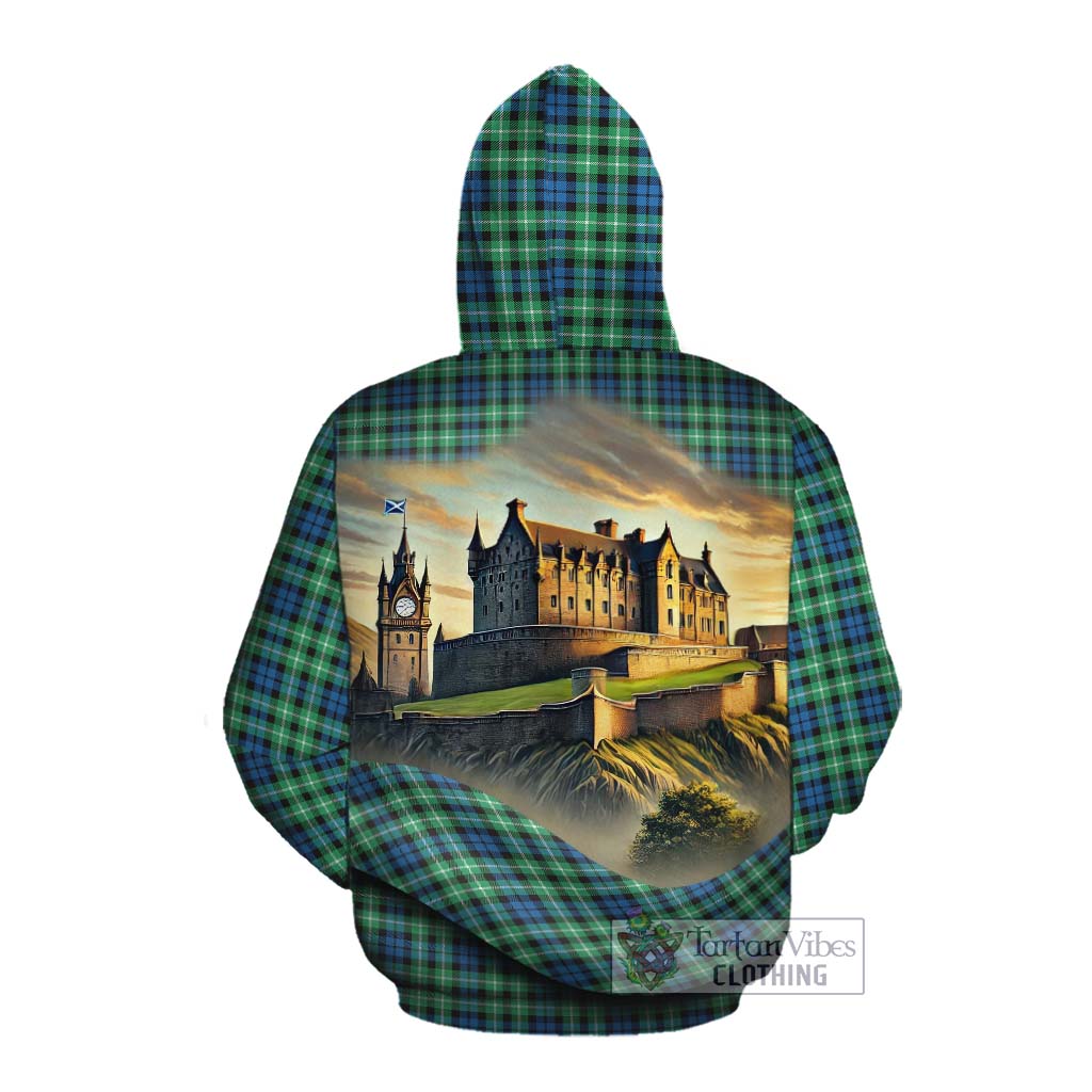 Tartan Vibes Clothing Graham Tartan Family Crest Cotton Hoodie with Scottish Ancient Castle Style