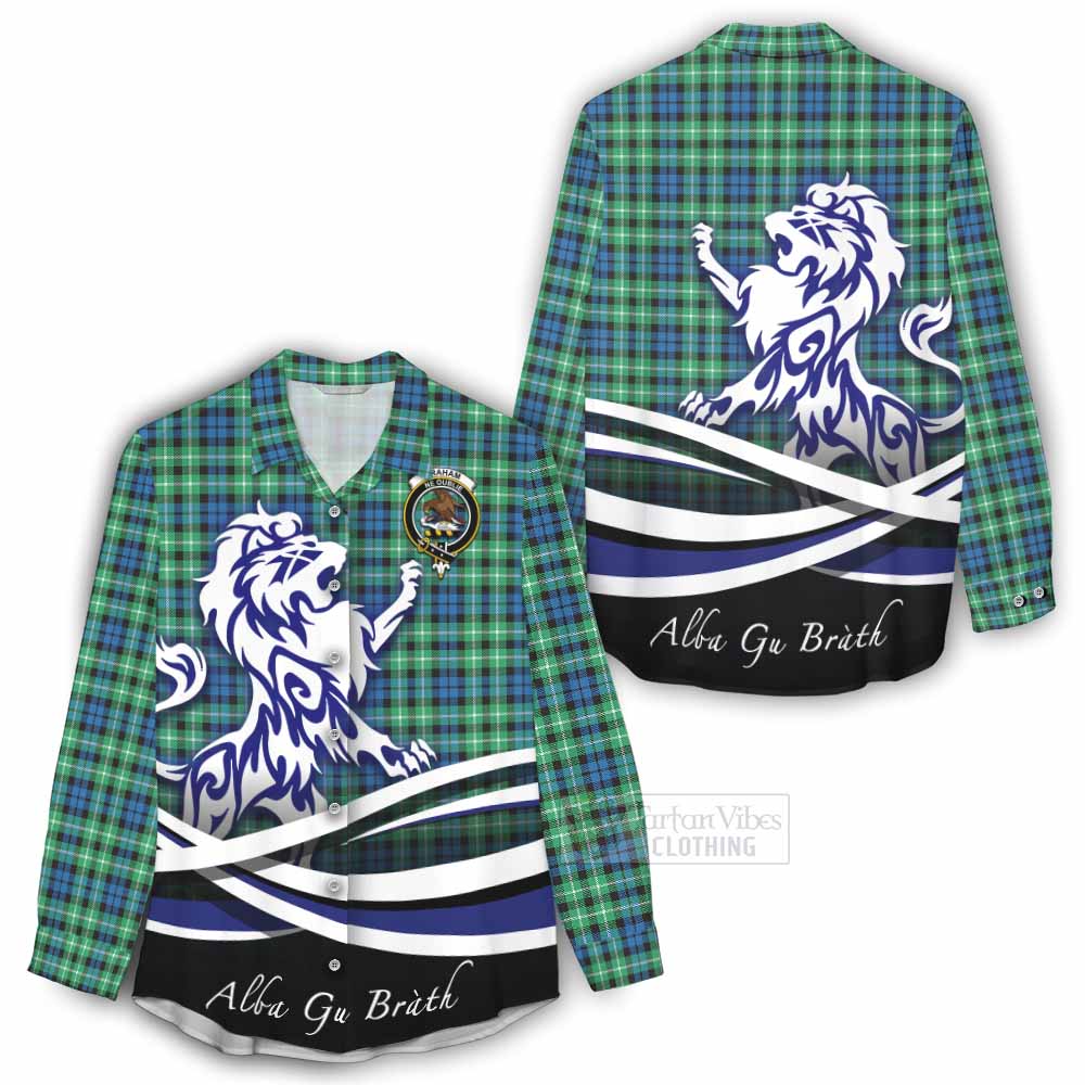 Tartan Vibes Clothing Graham Tartan Women's Casual Shirt with Alba Gu Brath Regal Lion Emblem