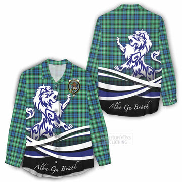 Tartan Vibes Clothing Graham Tartan Women's Casual Shirt with Alba Gu Brath Regal Lion Emblem