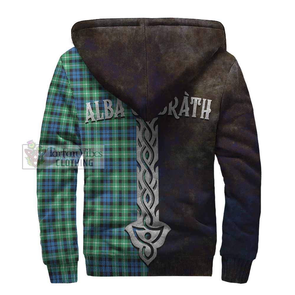 Tartan Vibes Clothing Graham Tartan Family Crest Sherpa Hoodie Alba Gu Brath Be Brave Lion Ancient Style