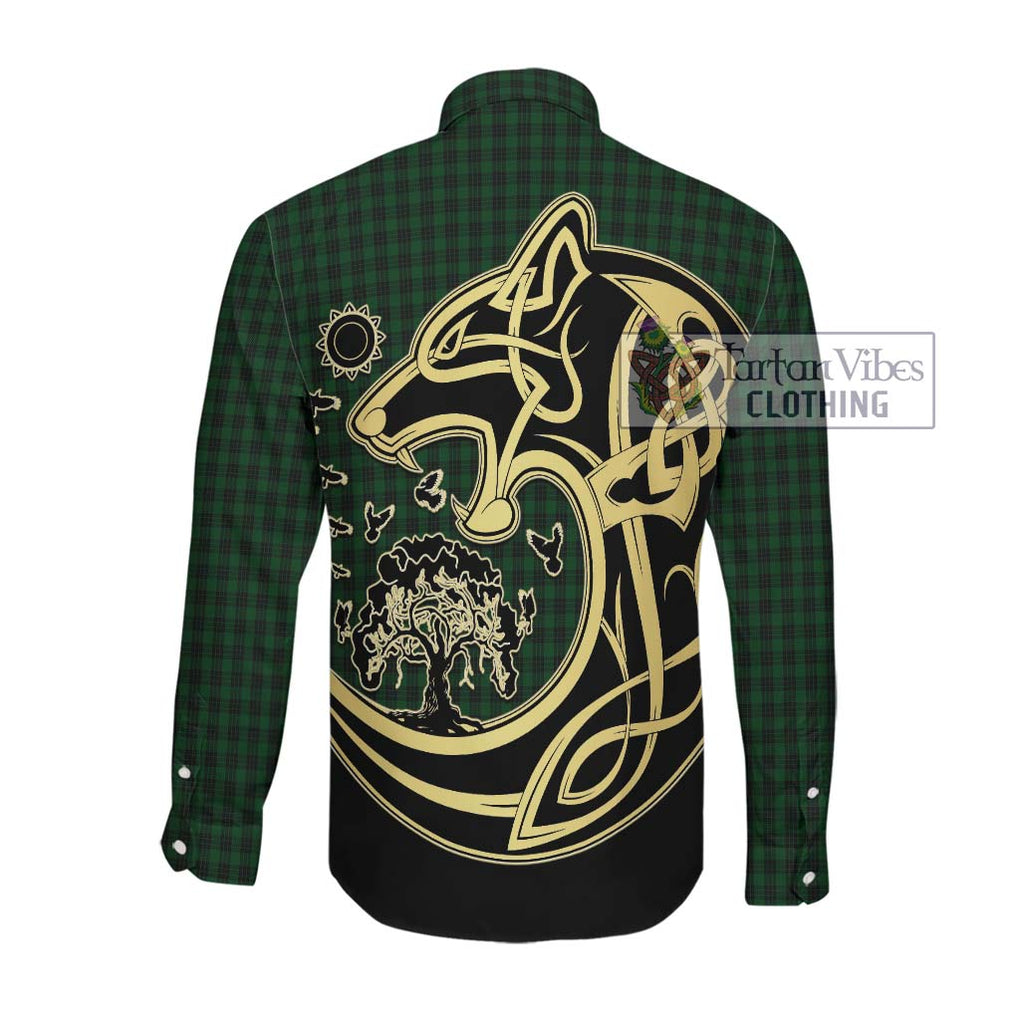 Graham Tartan Long Sleeve Button Shirt with Family Crest Celtic Wolf Style Men's Shirt - Tartan Vibes Clothing