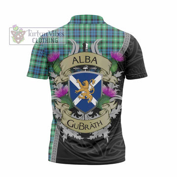 Graham Tartan Family Crest Zipper Polo Shirt Lion Rampant Royal Thistle Shield Celtic Inspired