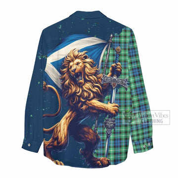 Tartan Vibes Clothing Graham Tartan Family Crest Women's Casual Shirt with Scottish Majestic Lion