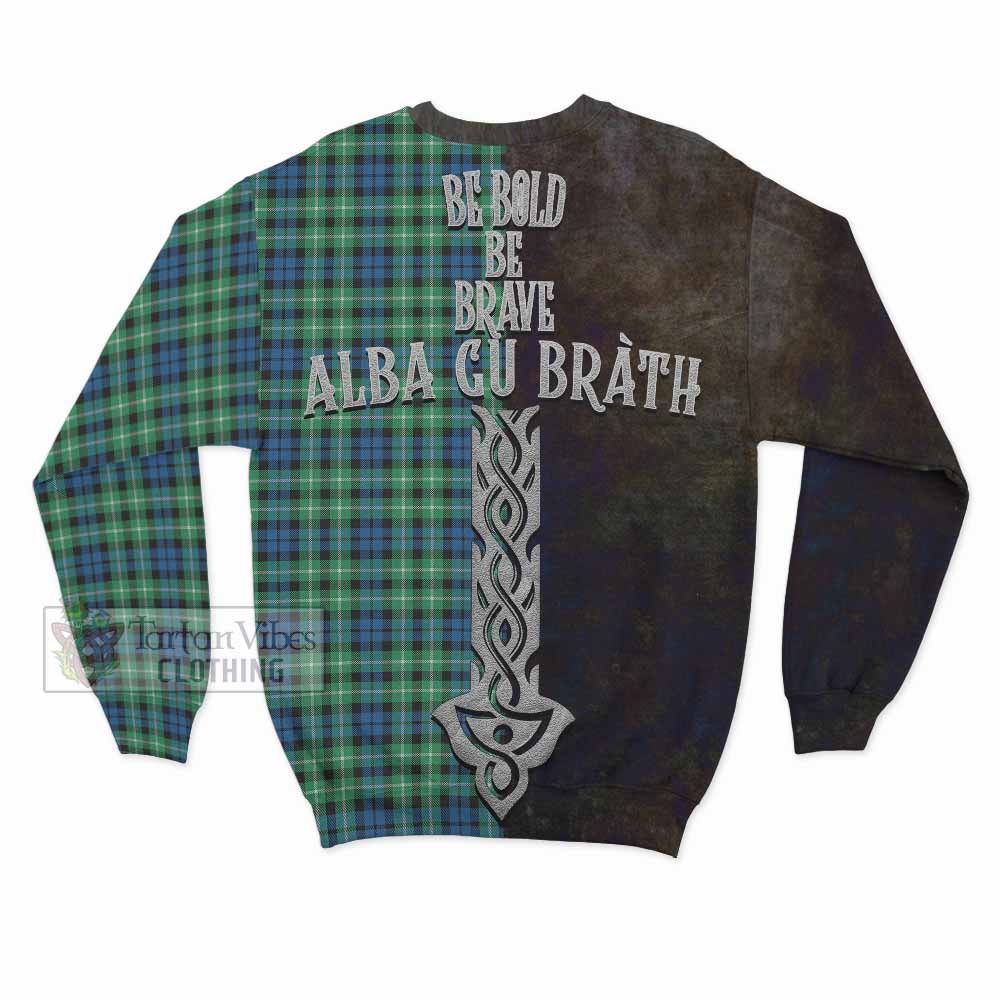 Tartan Vibes Clothing Graham Tartan Family Crest Sweatshirt Alba Gu Brath Be Brave Lion Ancient Style