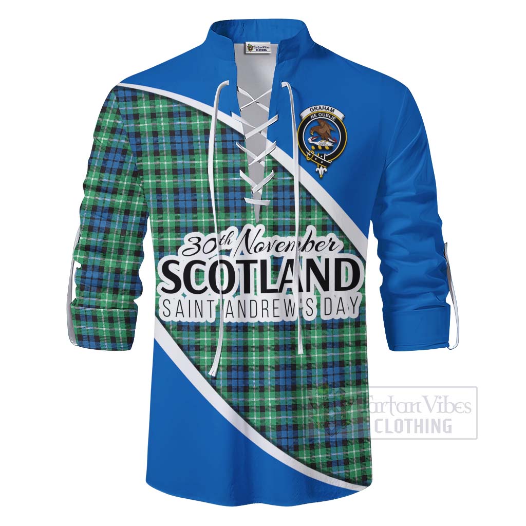 Tartan Vibes Clothing Graham Family Crest Tartan Ghillie Kilt Shirt Celebrate Saint Andrew's Day in Style