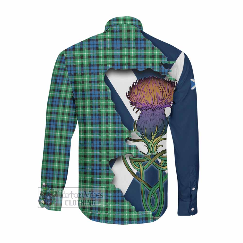 Tartan Vibes Clothing Graham Tartan Family Crest Long Sleeve Button Shirt Scottish Thistle Celtic Inspired